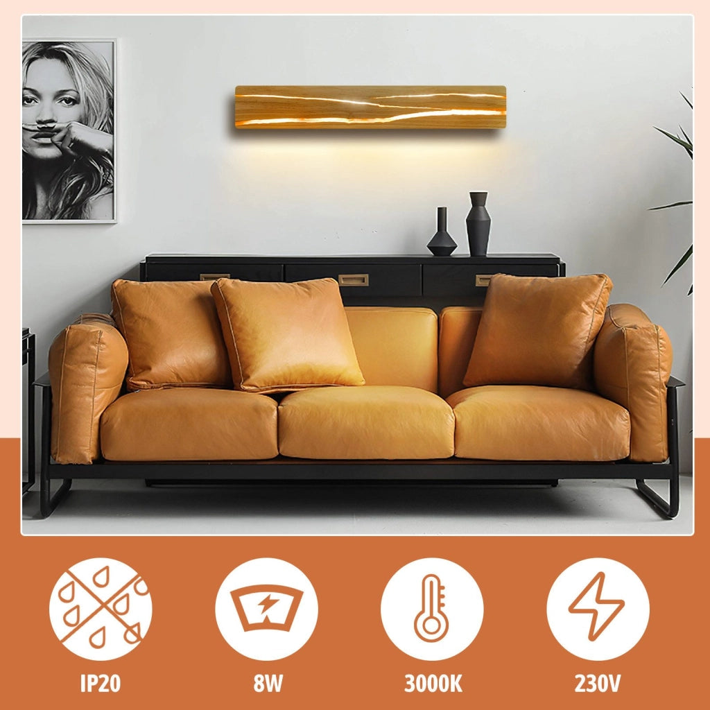 ZMH Lampada da Parete LED in Legno Luce Calda 50cm per Soggiorno Corridoio Camera da Letto