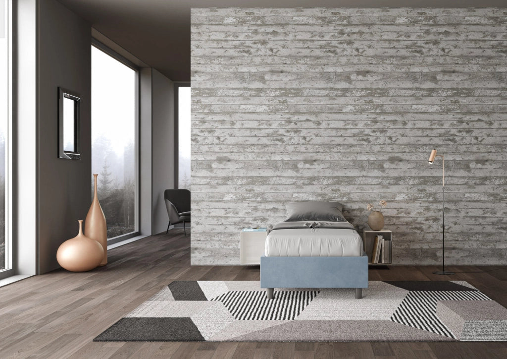 Letto 1 Piazza e Mezzo Sommier 120x200 cm con Rete Azelia Azzurro