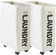 2-pack di piccole e grandi vasche da bagno, 42L contenitore per bucato con coperchio, piccola vasca da bagno beige per camera da letto, bagno, area bucato