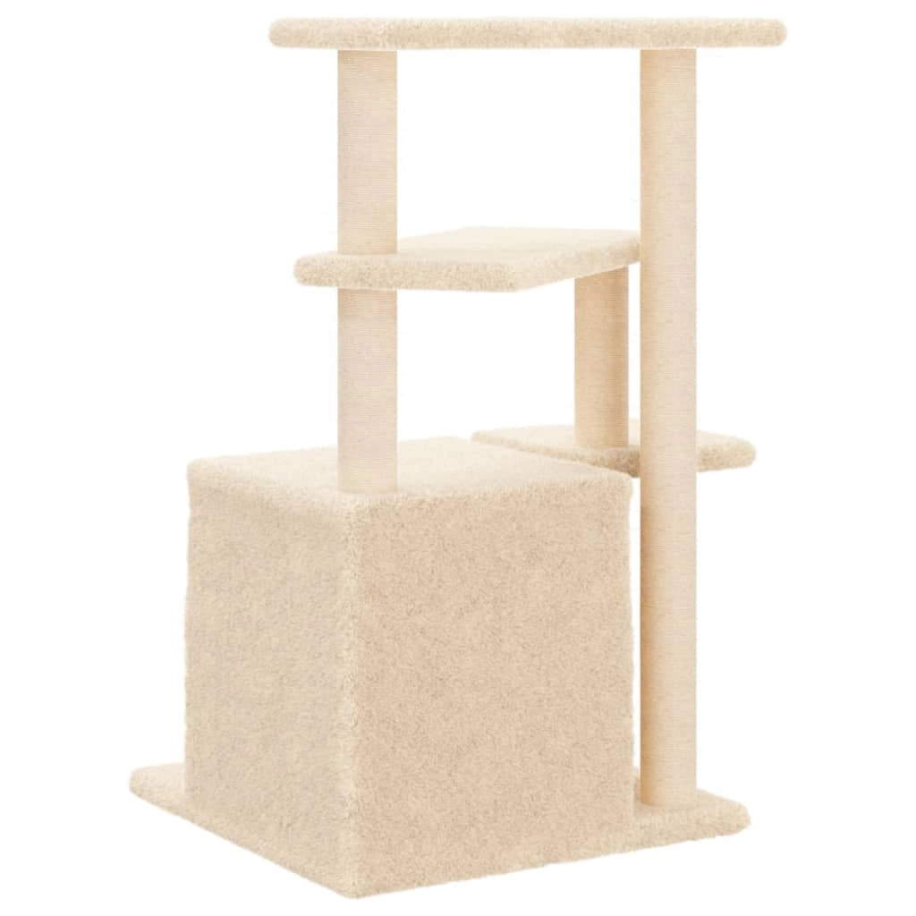 Tiragraffi per gatti torre per arrampicata giocattolo piattaforma per arrampicata con tiragraffi in sisal 83,5 cm crema 02_0022529