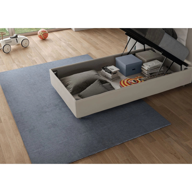 Letto imbottito Piazza e mezzo 110x210 cm Priya - Similpelle,Tortora,Contenitore