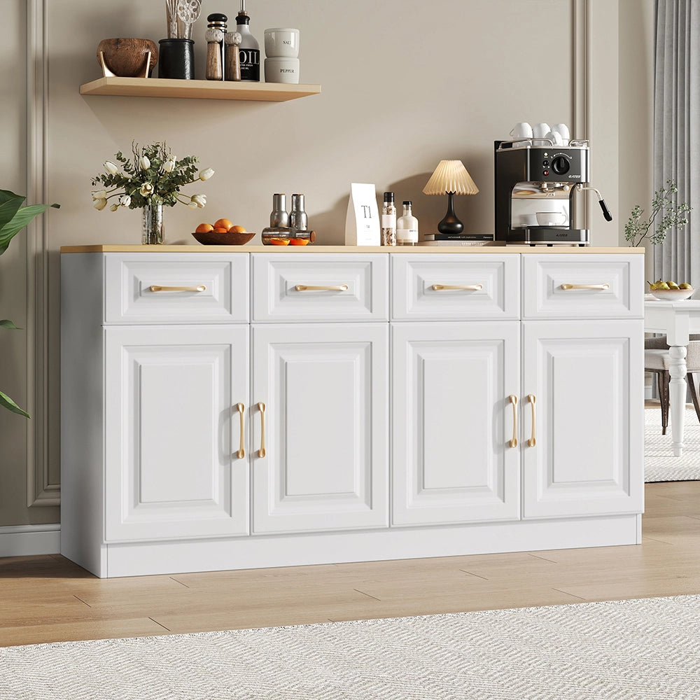 Buffet rurale - Xylo - 4cass+4porte legno bianco 140cm