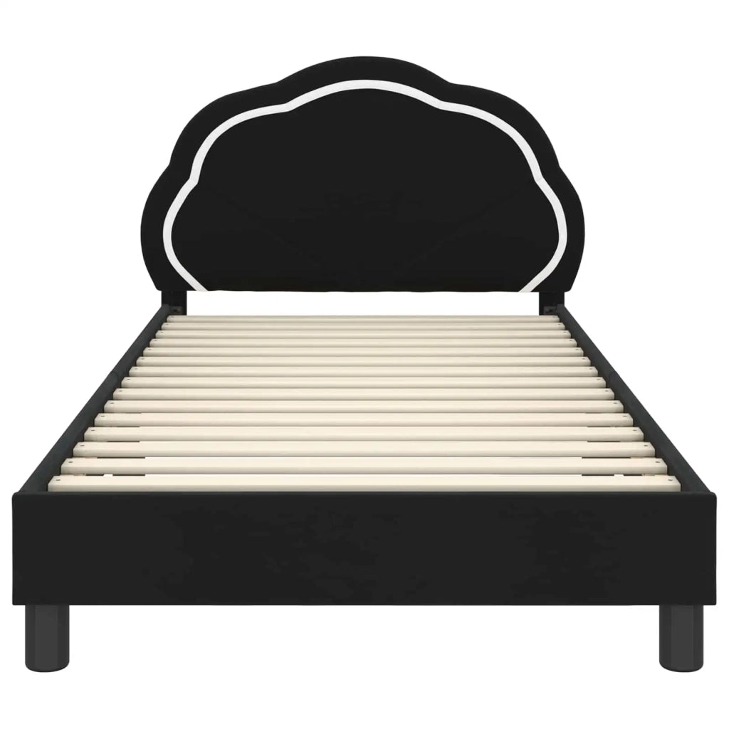 Struttura letto bambini con testata Nero 90 x 190 cm Velluto