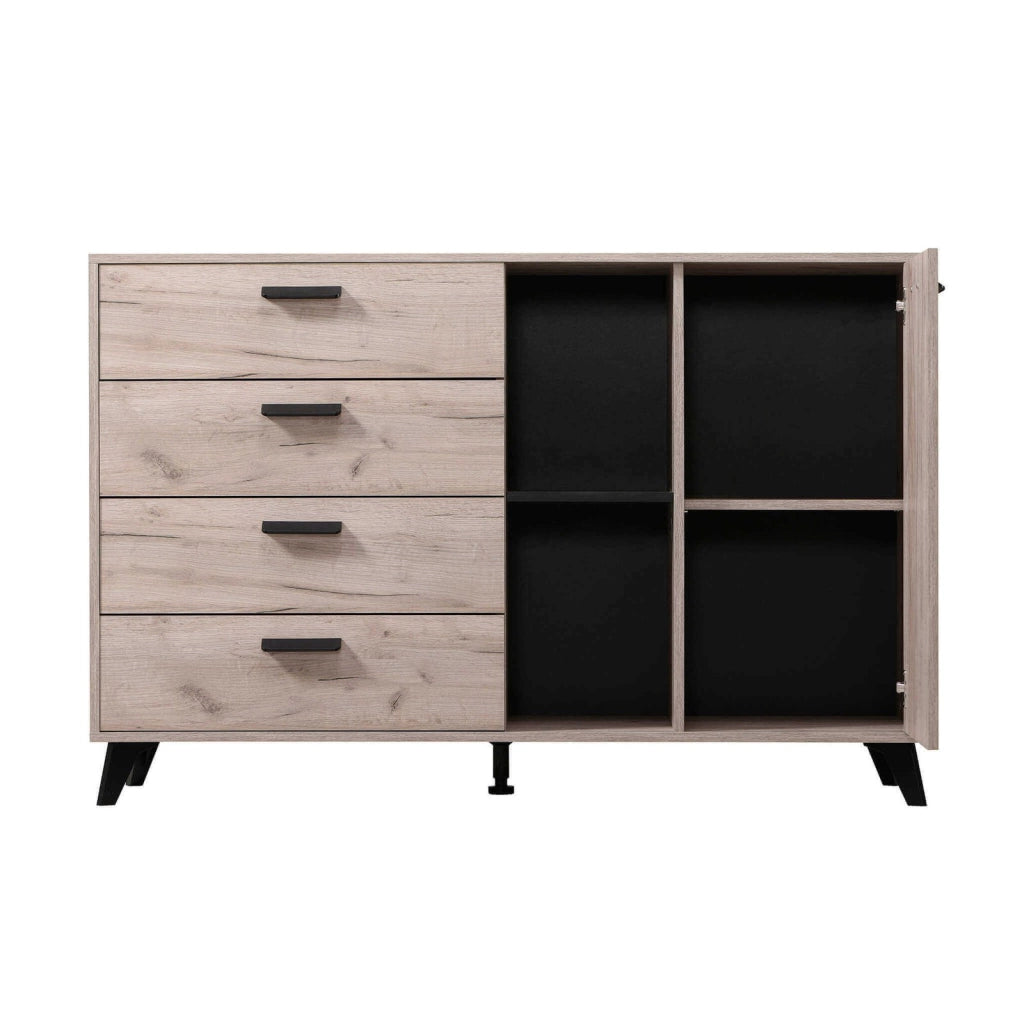 madia quattro cassetti un anta moderna minimal in legno cm 137 5x40x90 5 h - FRANCI