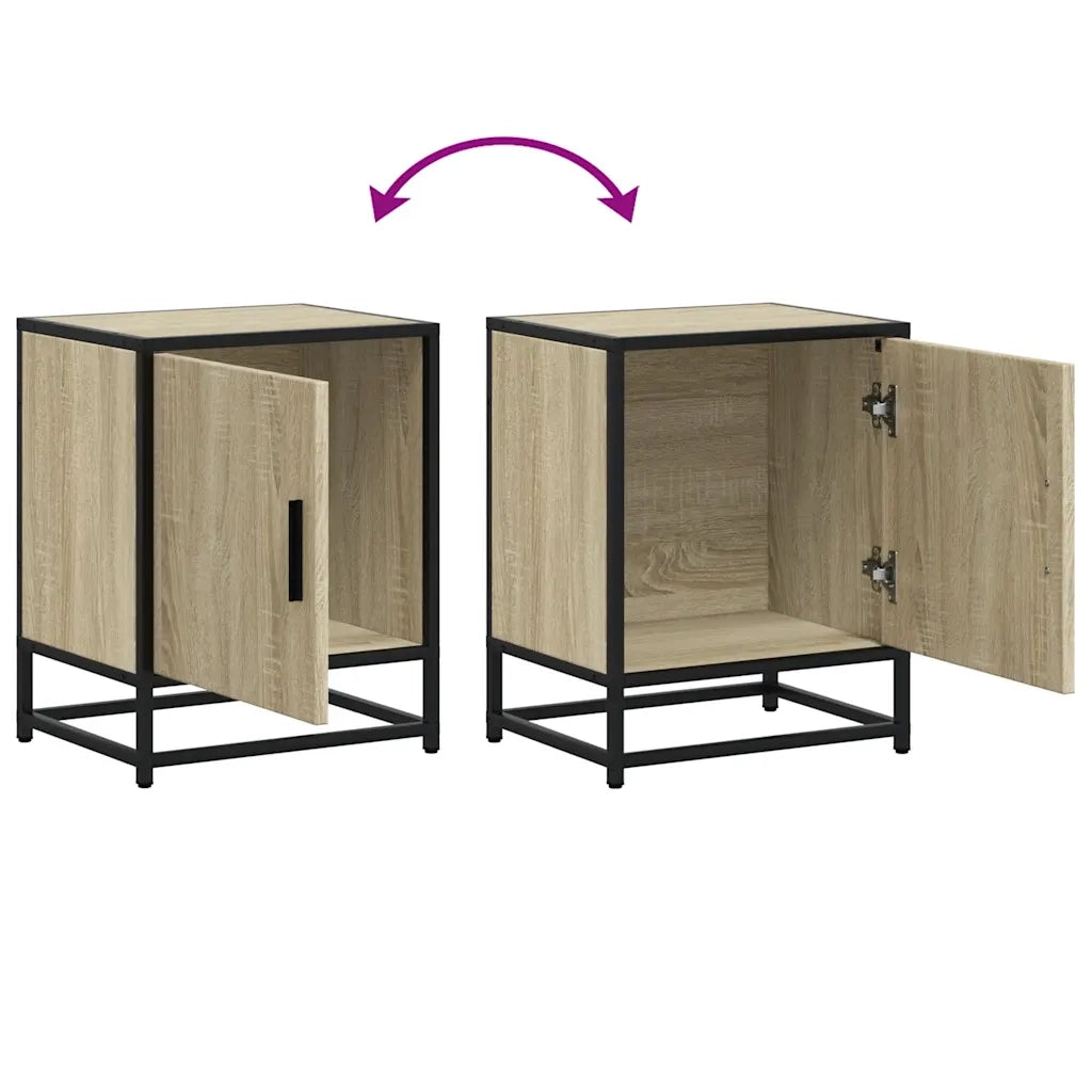 Comodino Rovere Sonoma 40x31x50 cm Legno Multistrato e Metallo 848711