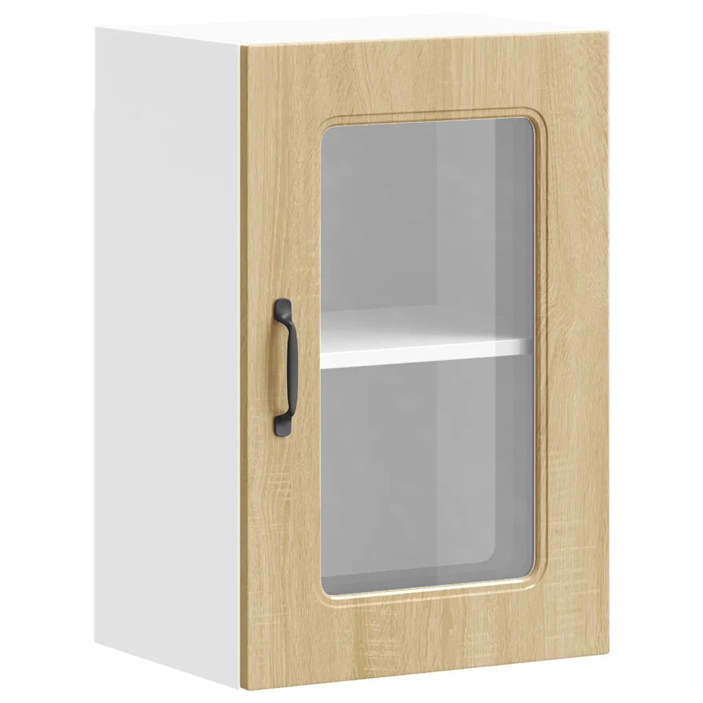 Pensile da cucina con anta in vetro 40 x 31 x 60 cm in legno ingegnerizzato di rovere Sonoma 02_0049953
