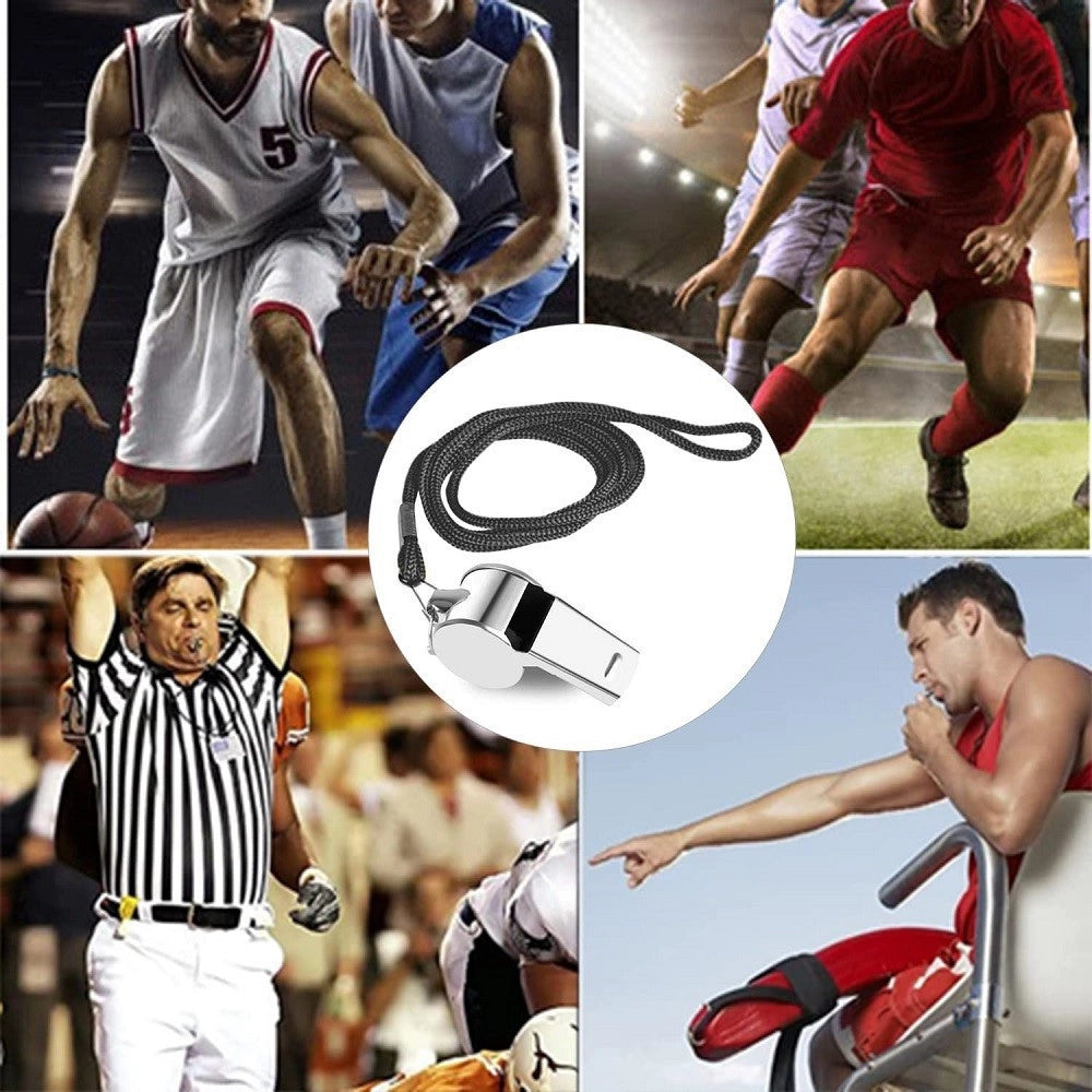 Trade Shop - Fischietto In Acciaio Con Cordino Per Allenatori Arbitri Bagnini Pallacanestro -