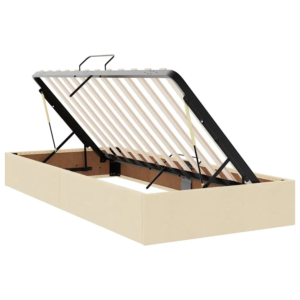 Letto con contenitore e materasso Crema 90 x 200 cm Poliestere