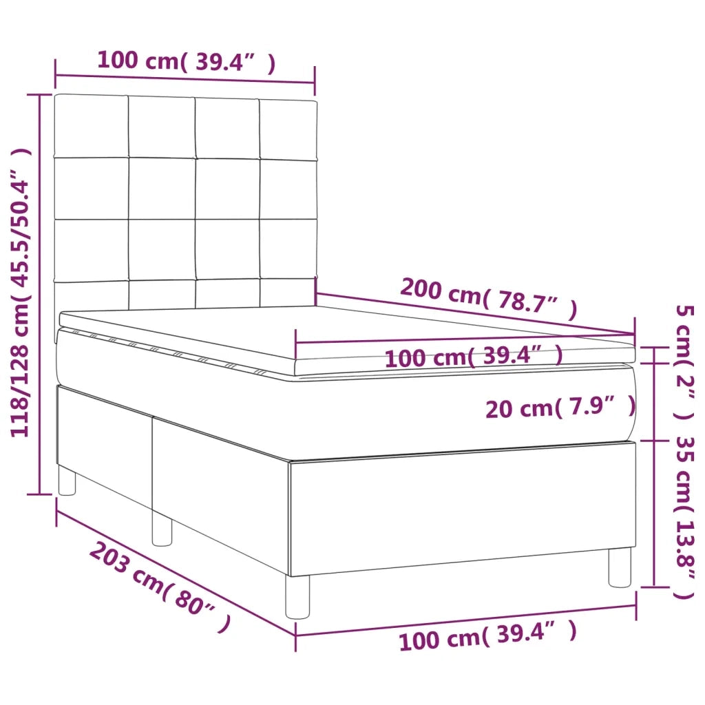 Giroletto a Molle con Materasso-Struttura Letto Rosa 100x200 cm in Velluto 558015