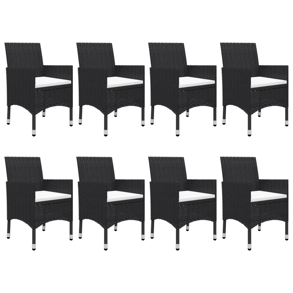 Set Mobili da Pranzo per Giardino 9 pz Polyrattan e Vetro Nero 3058338