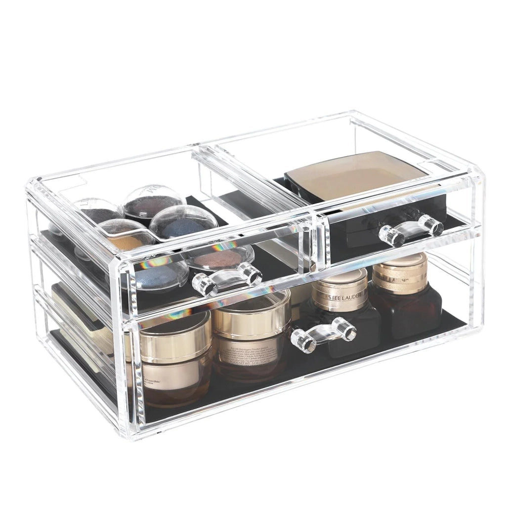 Organizzatore di trucco 3 in 1 Scatola di immagazzinaggio cosmetica acrilica Espositori Rossetto Smalto per unghie Gioielli 24x13 5x30 cm 12_0002217