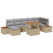 Set da Pranzo per Giardino con cuscino 8 pcs Beige e grigio 3350092