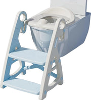 Trasportino per bambini con scala, allenatore del gabinetto con rivestimento in PU e strisce antiscivolo, pedale largo e stabile, regolabile in altezza, pieghevole, rimovibile, adatto a bambini dai 1 ai 8 anni, (0-80 kg)