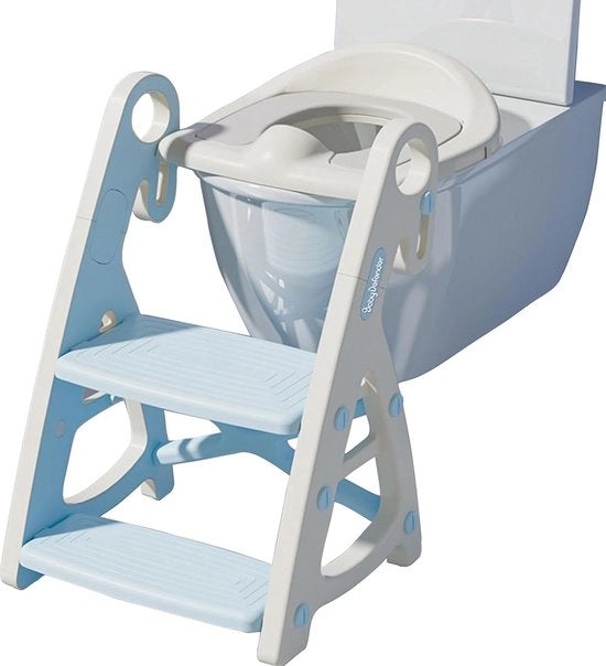 Trasportino per bambini con scala, allenatore del gabinetto con rivestimento in PU e strisce antiscivolo, pedale largo e stabile, regolabile in altezza, pieghevole, rimovibile, adatto a bambini dai 1 ai 8 anni, (0-80 kg)