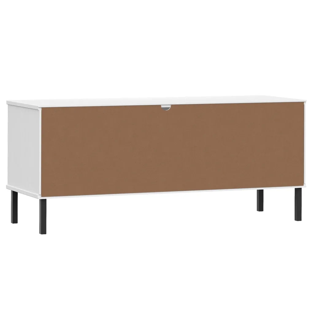 Scarpiera | Mobile per scarpe Gambe Metallo Bianco 106x35x45cm Legno Massello OSLO