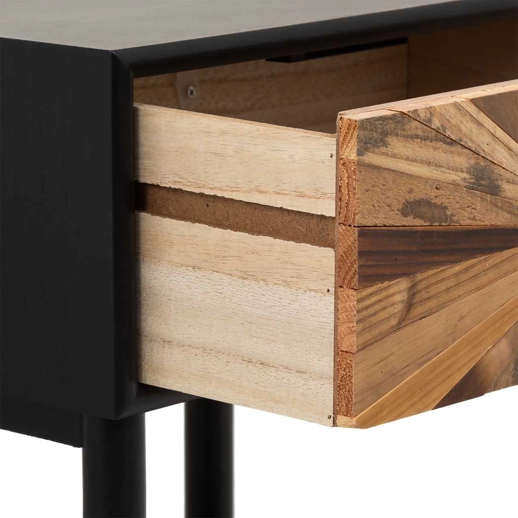 Tavolo in legno e metallo con 1 cassetto e 1 ripiano marrone 41x32x60