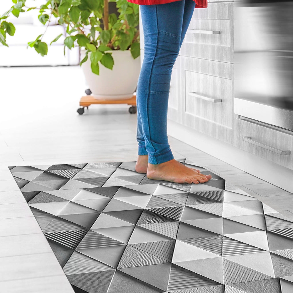 Tappeto passatoia fantasia made in Italy antiscivolo lavabile aderente triangoli multicolore 50x100cm - Triangle Grigio