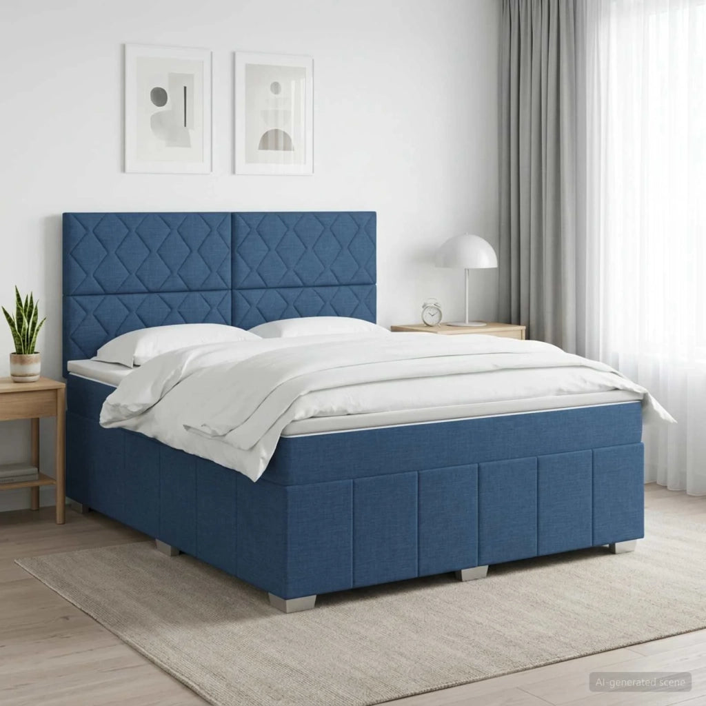 Letto box spring con materasso Blu 160 x 200 cm Tessuto 3454189