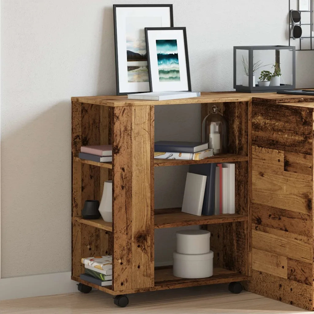 Mobiletto con Ruote Legno Antico 60x35x75 cm Legno Multistrato 856656