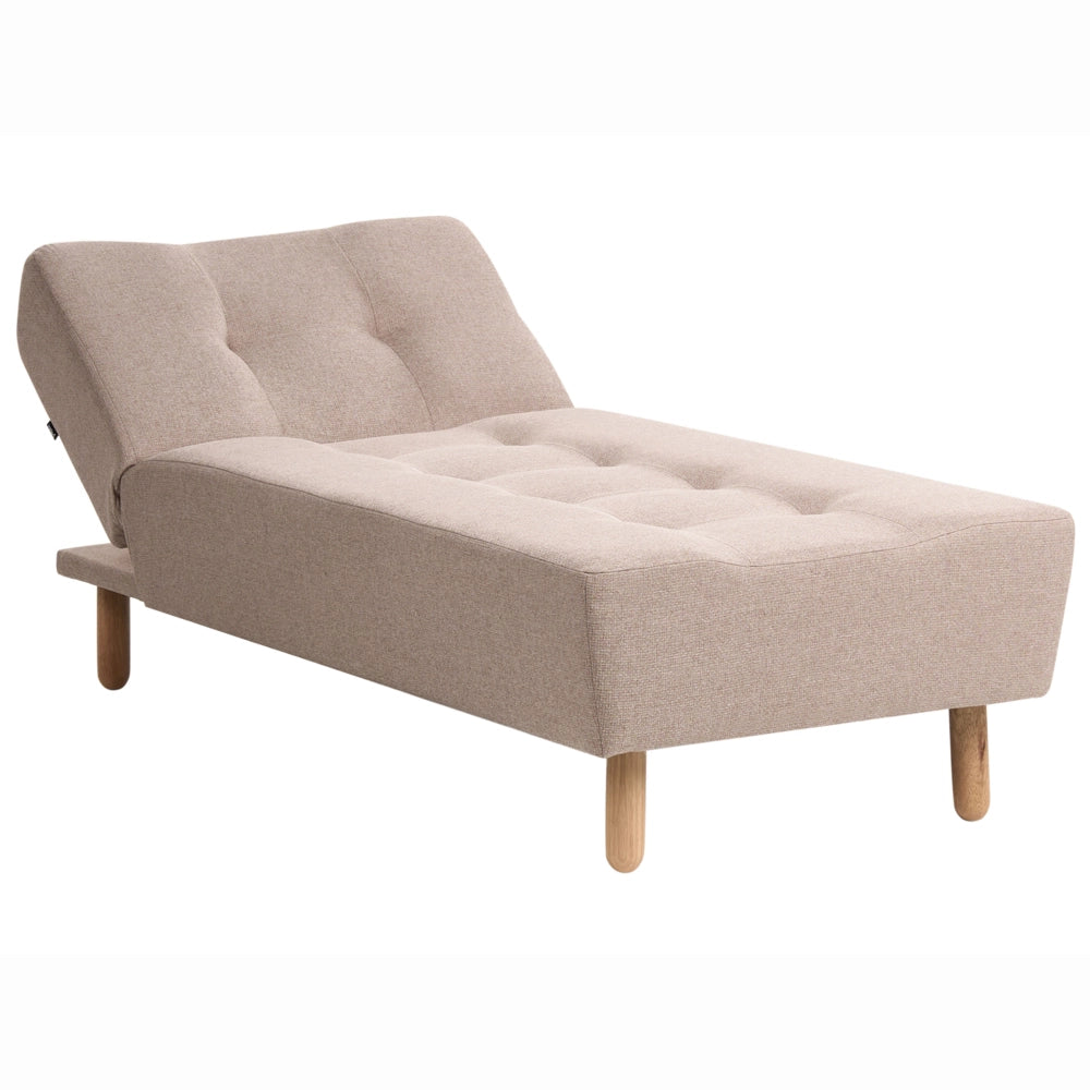 Chaise longue Beige Rivestimento in Tessuto Gambe in Legno Chiaro Stile Scandinavo
