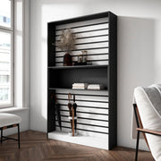 Libreria scaffale, 110x25x186cm, Soggiorno, Ufficio, Per libri, Bianco e nero RF2327