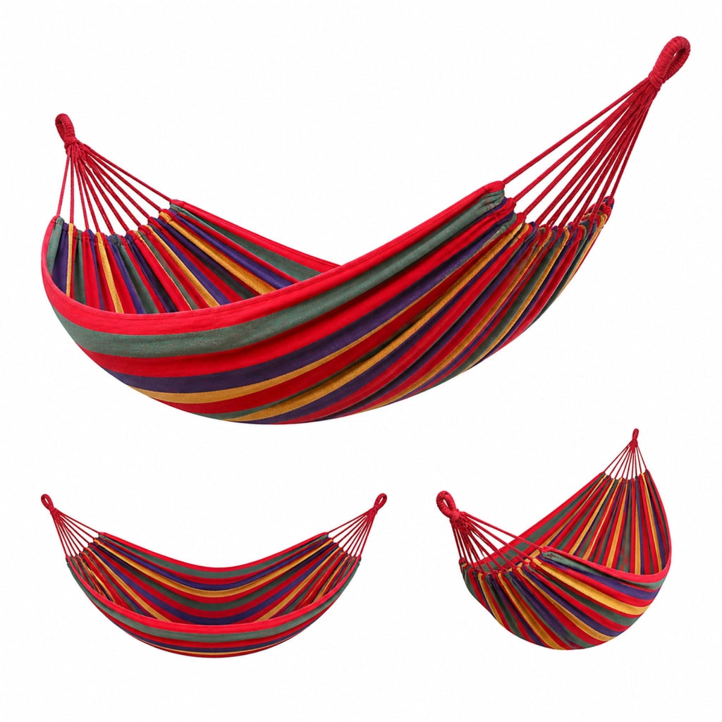Amaca Per Outdoor E Campeggio Con Borsa Portaoggetti Cinghie E Moschettoni Inclusi Struttura Anti Ribaltamento In Cotone Portata 300 Kg 270 x 150 Cm Rosso