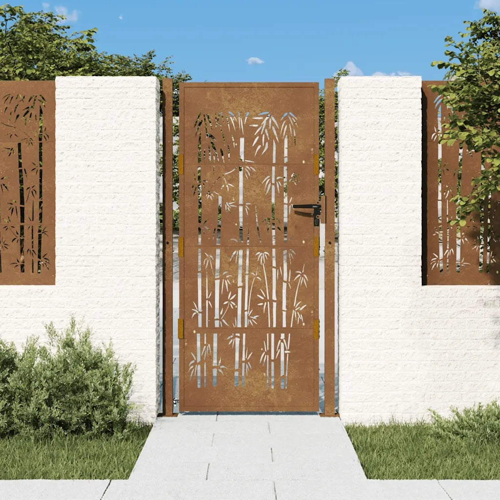 Cancello da Giardino 105x205 cm in Acciaio Corten Design BambÃ¹cod mxl 104395