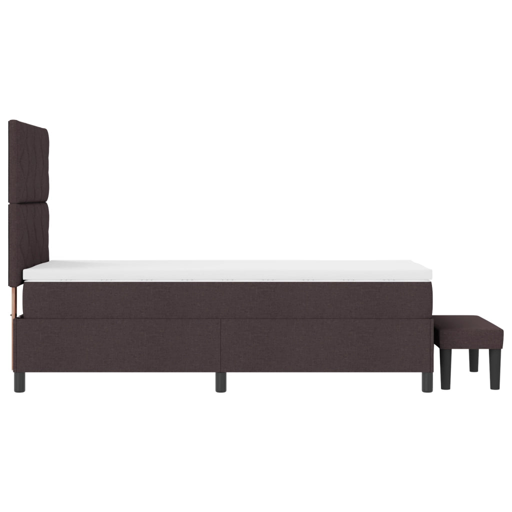 Letto con Box Spring e Panchina Marrone Scuro 100x200 cm in Tessuto