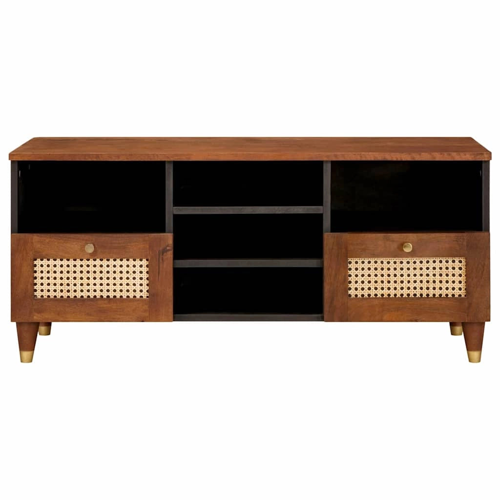 Mobile porta TV rettangolare moderno con pratico contenitore 100 x 33,5 x 46 cm in legno di mango marrone 02_0057904