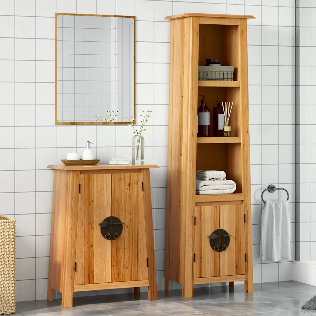 Set Mobili da Bagno 2 pz in Legno Massello di Pino 3223461
