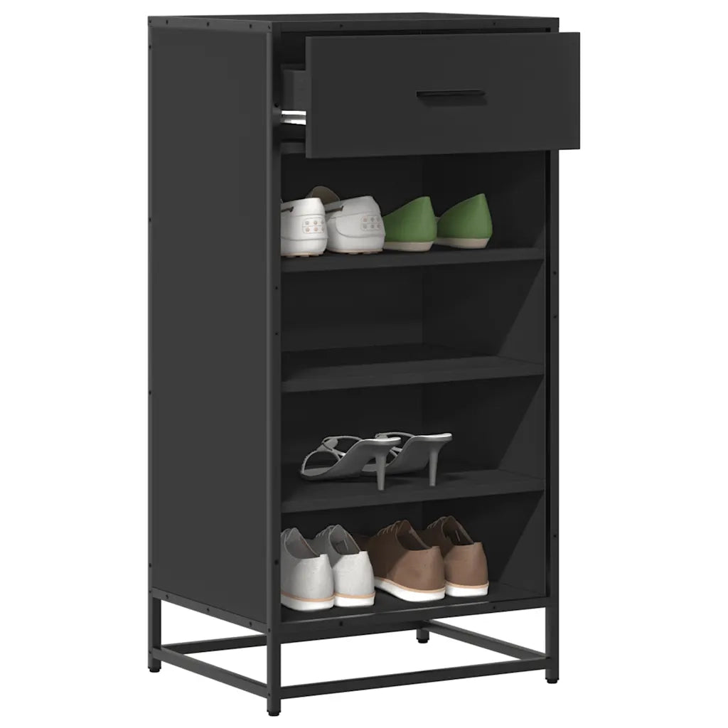 vidaXL Scarpiera Nera 48x38x97,5 cm in Legno Multistrato
