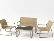 Set Salotto da Giardino con 2 Sedie Divano e Tavolino per Patio Esterno Beige