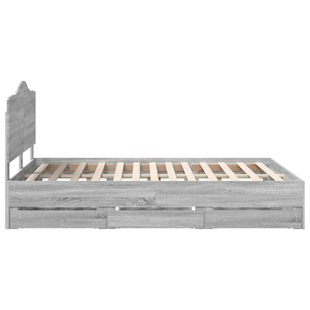 Struttura del letto con cassetto Sonoma grigia 160 x 200 cm 3413399