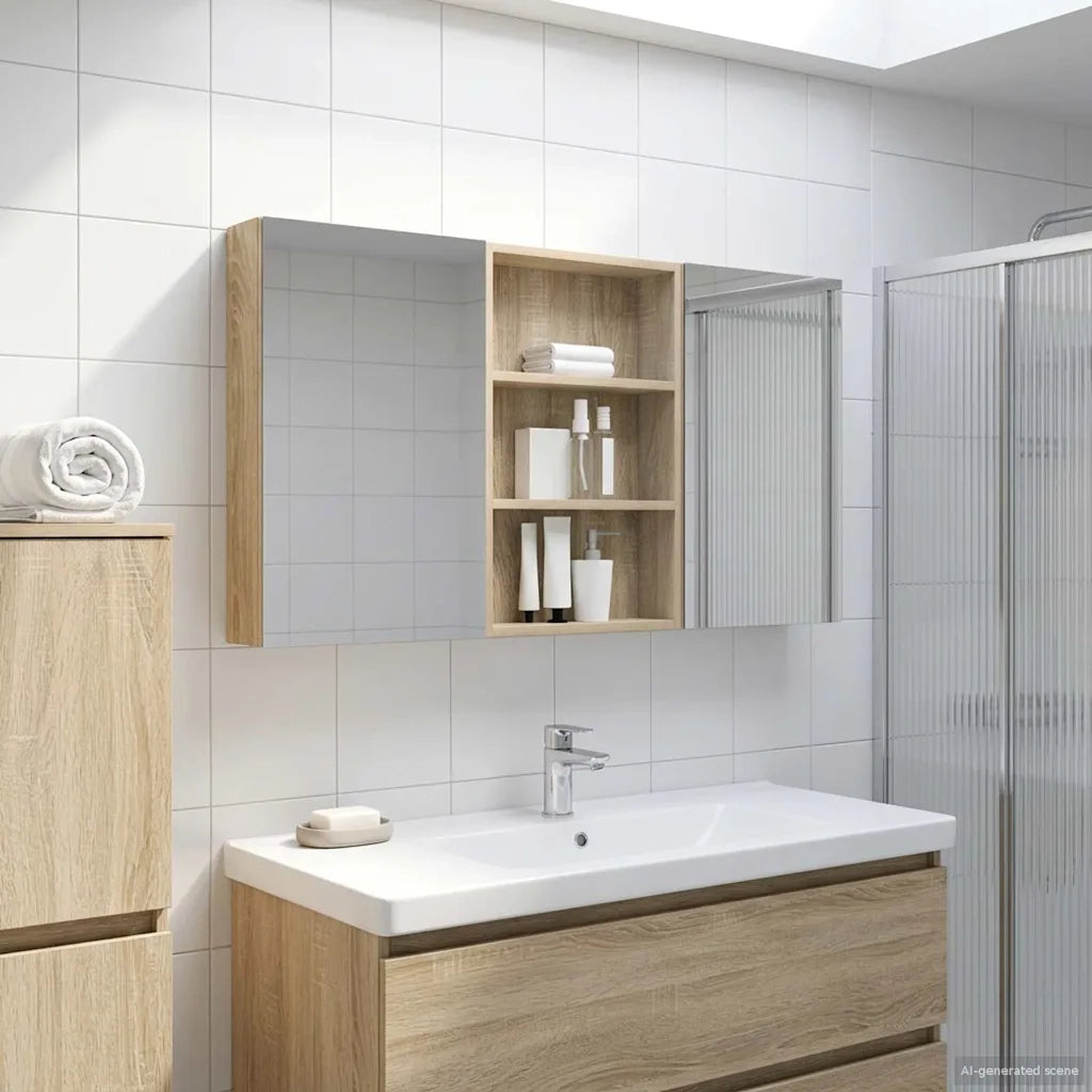 Set di Armadi da Bagno con porta 3 pcs 120 x 10,5 x 60,5 cm