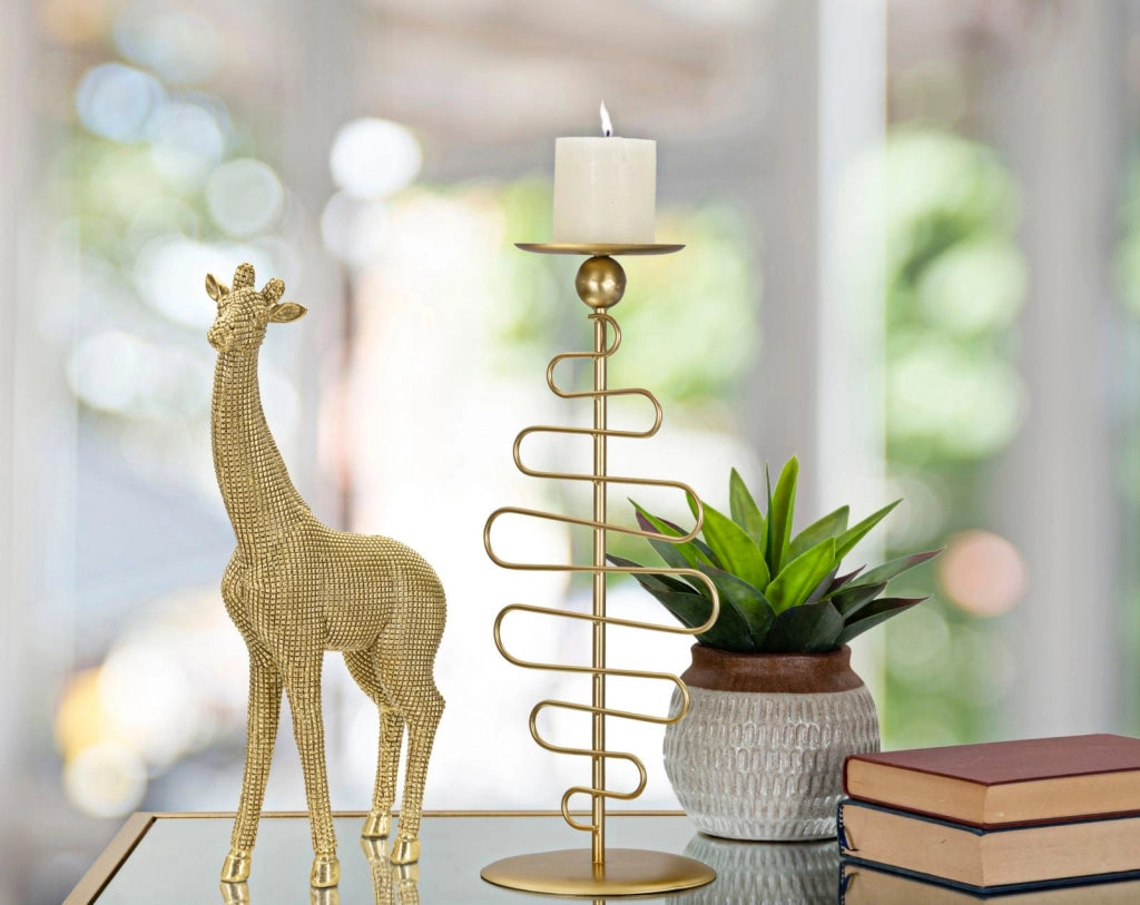 Statua Giraffa 19,8x8x40 cm  in Poliresina Oro