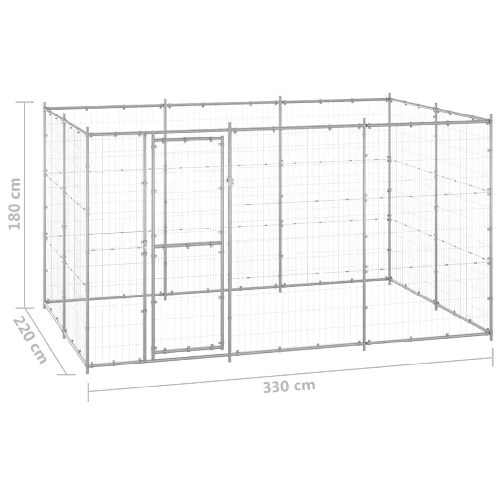 Cuccia da esterno gabbia recinto per animali box esterno per cani in acciaio zincato 7,26 m² 02_0000428
