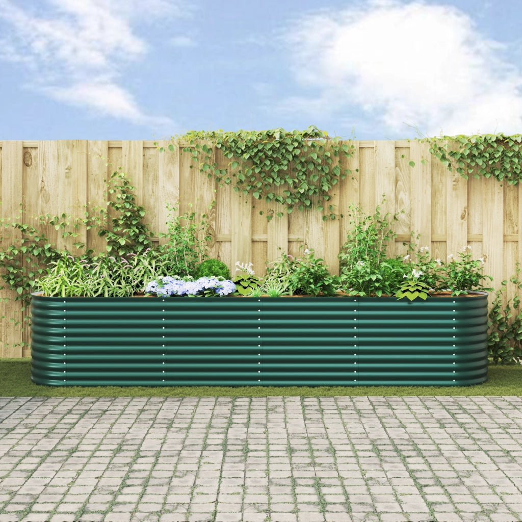 Letto da Giardino Rialzato Verde 400x80x81 cm in Acciaio Zincato