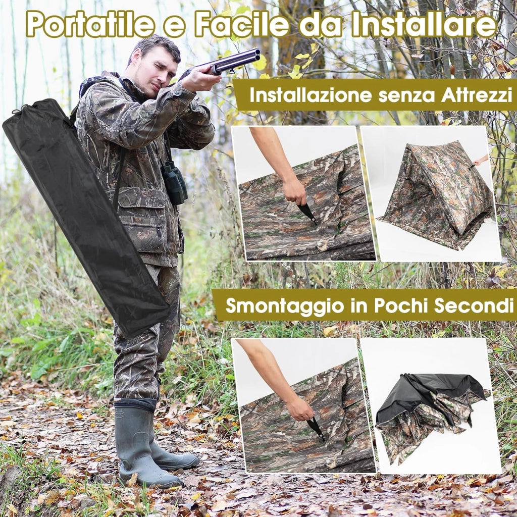 Tenda da Caccia Portatile a 270 Gradi Trasparente, Tenda a Caccia per 2-3 Persone con Finestre Scorrevoli Silenziose, Borsa per Trasporto