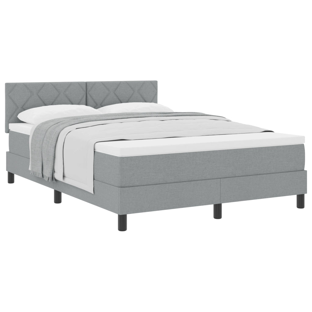 Letto a Molle con Materasso Grigio Chiaro 160x200 cm Tessuto