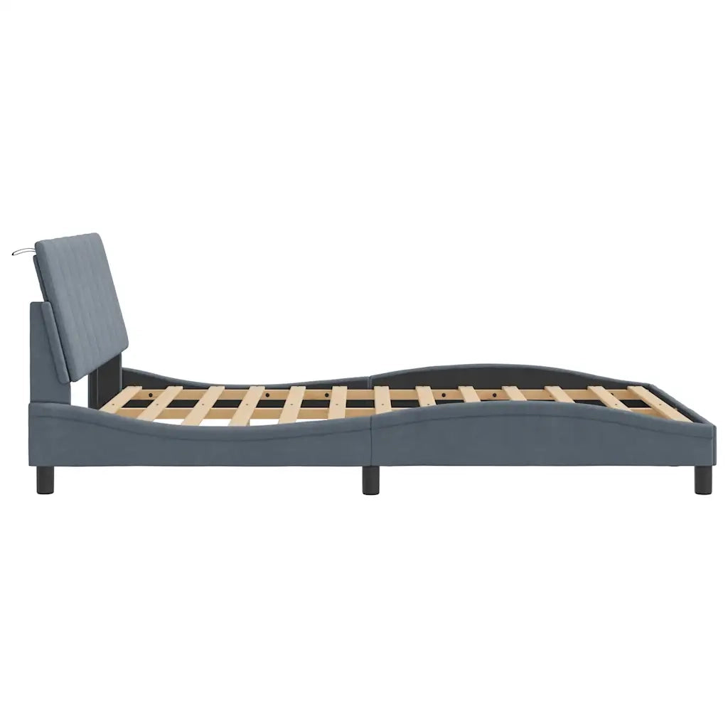 Giroletto senza Materasso Hanko Grigio Scuro 140x190 cm Velluto
