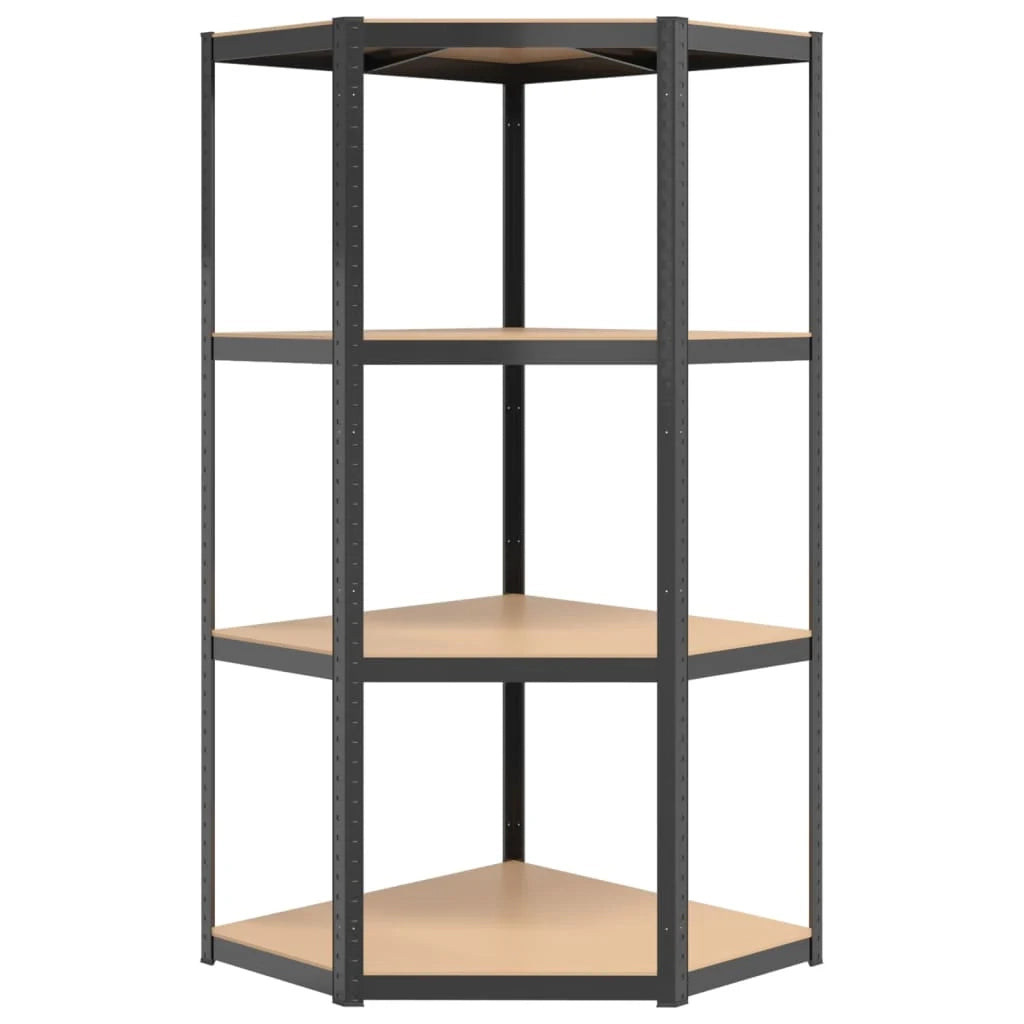 Set di 2 ripiani per mobili contenitori a 4 livelli in acciaio e legno ingegnerizzato antracite 02_0045747