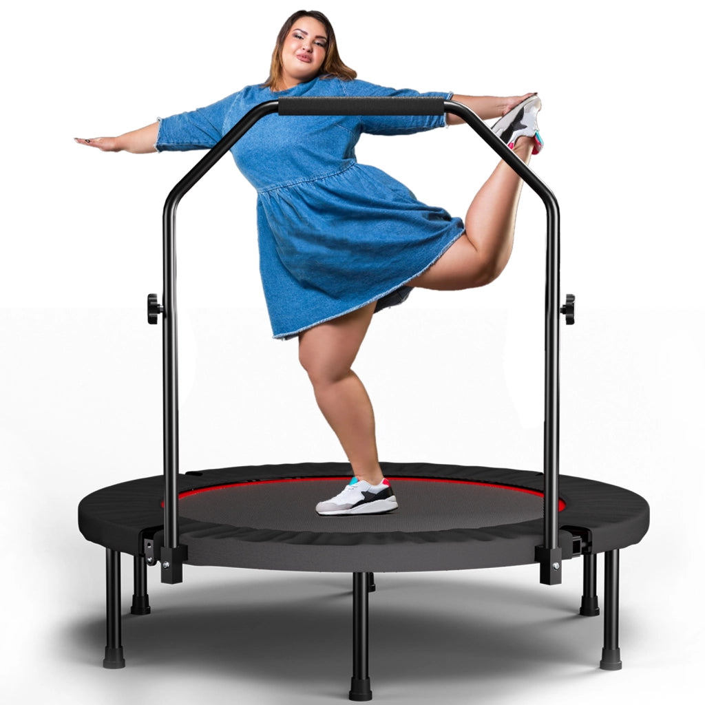 TRAMPOLINO Fitness pieghevole 101 cm con maniglia in acciaio nero