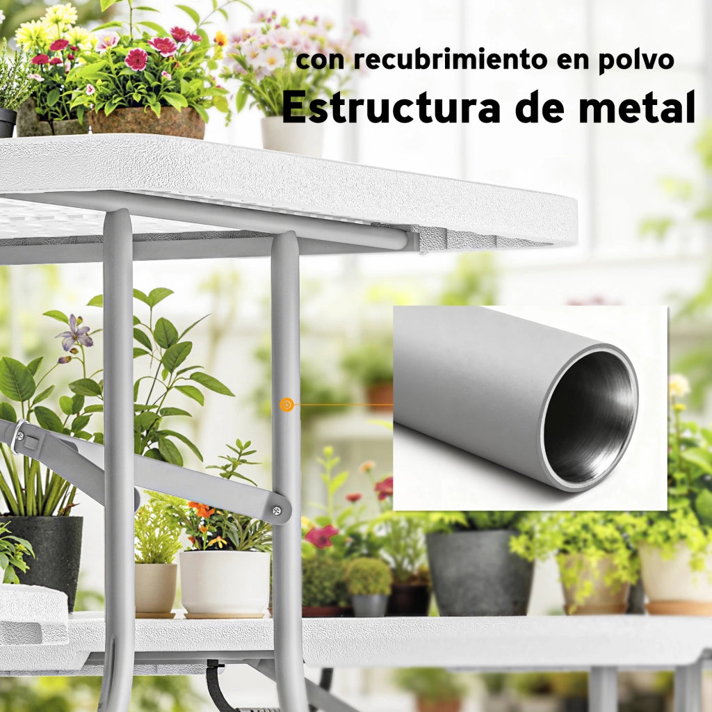 Set Tavolo e Panche Pieghevoli da Giardino ¨C zephmum ¨C Bianco 180x74x74 cm 182x28x42 cm