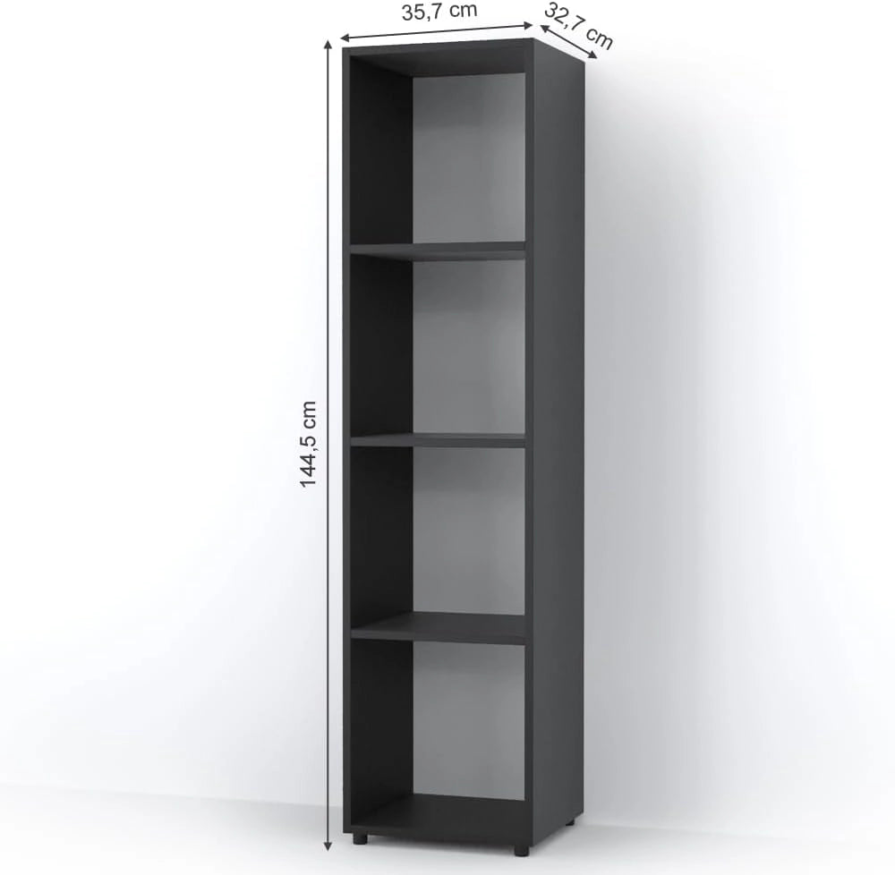 Scaffale Ludus, Nero, 142.5 x 36.2 cm, per la conservazione e la presentazione di libri e scatole