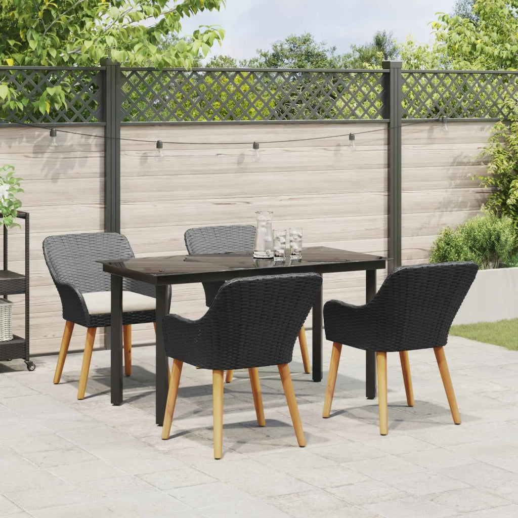 Set da Pranzo per Giardino con cuscino 5 pcs Nero polyrattan 3261672