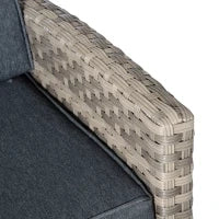 Set Salotto da Giardino in Rattan PE con Divano 3 Posti, 2 Poltrone, 2 Sgabelli e Tavolo, Grigio