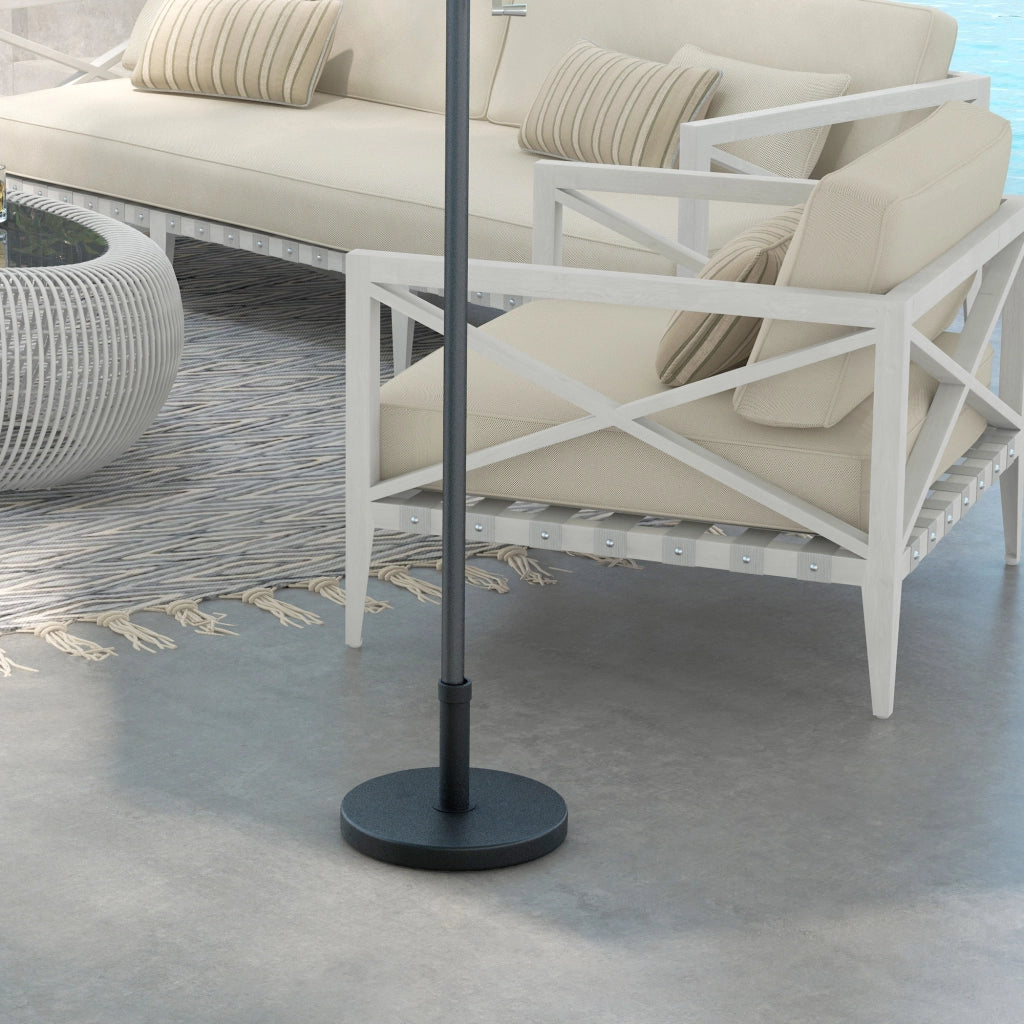 Base per Ombrellone da 15kg Rotonda per Pali da ?24-38mm, Plastica e Cemento, ?46.5 cm, Nero
