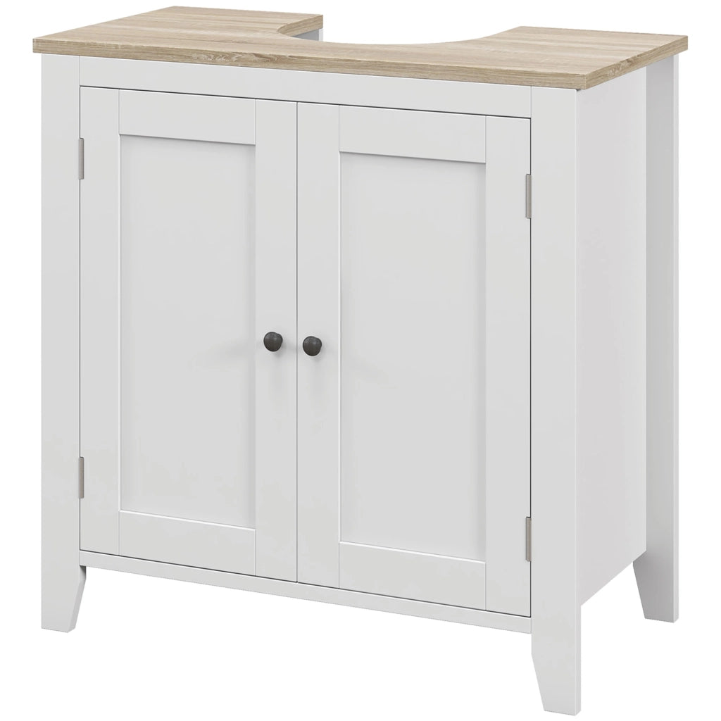Mobile Bagno Sottolavabo con 2 Ante e Ripiano Regolabile ¨C zephmum ¨C 60x30x60 cm Bianco