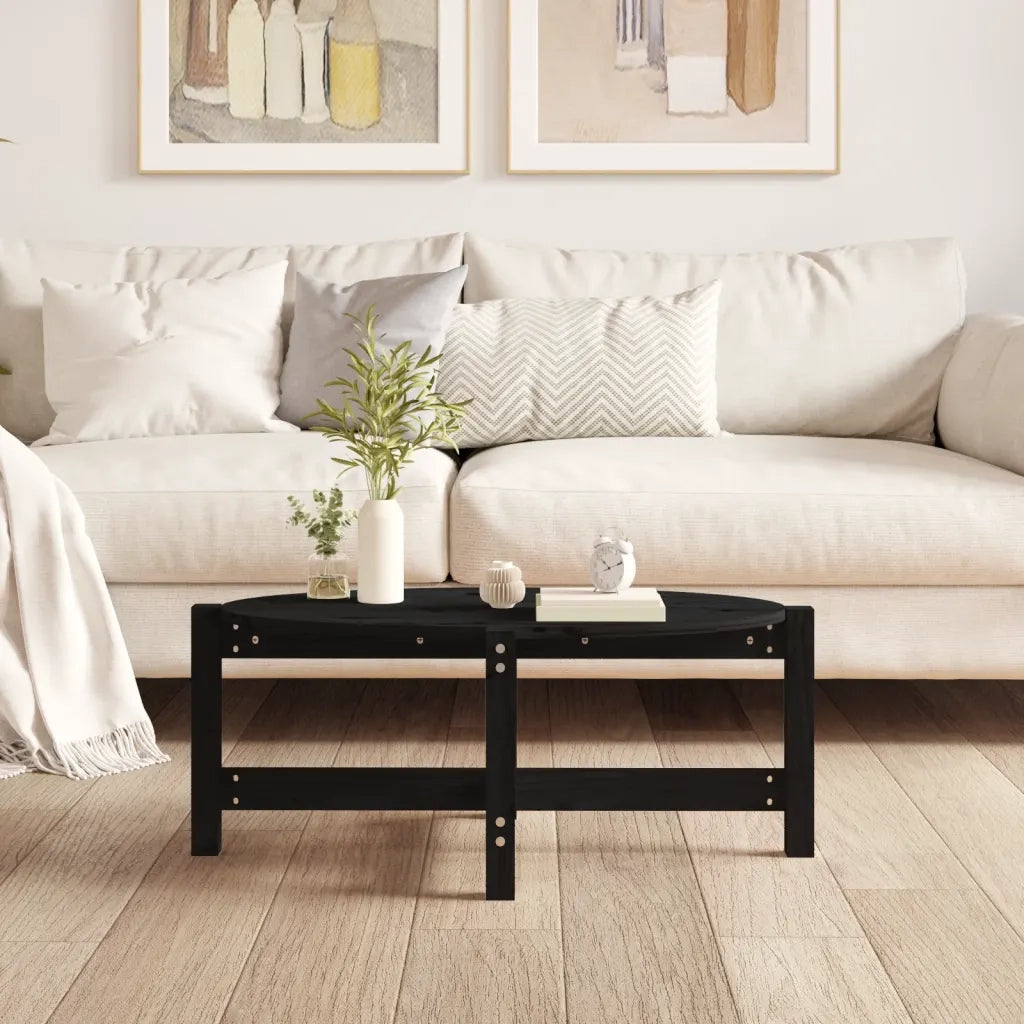 Tavolino da salotto | Tavolino da caff¨¨ | Tavolino da Soggiorno Nero 87x48x35 cm in Legno Massello di Pino