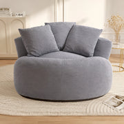 Pouf rotondo in velluto a coste con schiuma ad alta resilienza per relax e studio grigio 52 × 42 × 33 cm